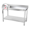 Galleyz Paslanmaz Çelik Çalışma Tezgahı - PREMIUM- 1400x700mm - Sırtsız alt raflı