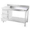 Galleyz Paslanmaz Çelik Çalışma Tezgahı - PREMIUM- 1400x700mm - Sırtsız alt raflı