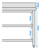 Galleyz Paslanmaz Çelik Çalışma Tezgahı PREMIUM- 1500x600mm - Alt Raflı, Sırtlı, Destekli