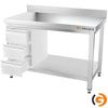 Galleyz Paslanmaz Çelik Çalışma Tezgahı PREMIUM- 1500x600mm - Alt Raflı, Sırtlı, Destekli