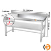 Galleyz Paslanmaz Çelik Çalışma Tezgahı PREMIUM- 1500x600mm - Alt Raflı, Sırtlı, Destekli