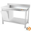 Galleyz Paslanmaz Çelik Çalışma Tezgahı PREMIUM- 1500x600mm - Alt Raflı, Sırtlı, Destekli