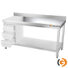 Galleyz Paslanmaz Çelik Çalışma Tezgahı - PREMIUM- 1500x600mm - Sırtlı alt raflı