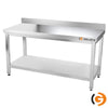 Galleyz Paslanmaz Çelik Çalışma Tezgahı - PREMIUM- 1500x600mm - Sırtlı alt raflı