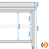 Galleyz Paslanmaz Çelik Çalışma Tezgahı - PREMIUM- 1500x600mm - Sırtlı alt raflı