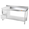 Galleyz Paslanmaz Çelik Çalışma Tezgahı - PREMIUM- 1500x600mm - Sırtlı alt raflı