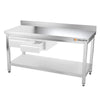 Galleyz Paslanmaz Çelik Çalışma Tezgahı - PREMIUM- 1500x600mm - Sırtlı alt raflı