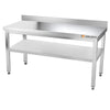 Galleyz Paslanmaz Çelik Çalışma Tezgahı - PREMIUM- 1500x600mm - Sırtlı alt raflı