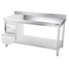 Galleyz Paslanmaz Çelik Çalışma Tezgahı PREMIUM- 1500x700mm - Alt Raflı, Destekli & Sırtlı