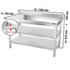 Galleyz Paslanmaz Çelik Çalışma Tezgahı PREMIUM- 1500x700mm - Alt Raflı, Sırtlı, Ara Raflı