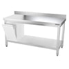 Galleyz Paslanmaz Çelik Çalışma Tezgahı PREMIUM- 1500x700mm - Alt Raflı, Destekli & Sırtlı