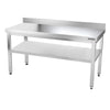 Galleyz Paslanmaz Çelik Çalışma Tezgahı - PREMIUM- 1500x700mm - Sırtsız alt raflı
