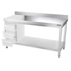 Galleyz Paslanmaz Çelik Çalışma Tezgahı - PREMIUM- 1500x700mm - Sırtsız alt raflı