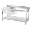 Galleyz Paslanmaz Çelik Çalışma Tezgahı - PREMIUM- 1500x700mm - Sırtsız alt raflı