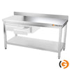 Galleyz Paslanmaz Çelik Çalışma Tezgahı - PREMIUM- 1600x600mm - Sırtlı alt raflı