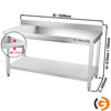 Galleyz Paslanmaz Çelik Çalışma Tezgahı - PREMIUM- 1600x600mm - Sırtlı alt raflı