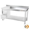 Galleyz Paslanmaz Çelik Çalışma Tezgahı - PREMIUM- 1600x600mm - Sırtlı alt raflı