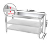 Galleyz Paslanmaz Çelik Çalışma Tezgahı PREMIUM- 1600x700mm - Alt Raflı, Ara Raflı