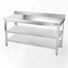 Galleyz Paslanmaz Çelik Çalışma Tezgahı PREMIUM- 1600x700mm - Alt Raflı, Sırtlı, Ara Raflı