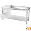 Galleyz Paslanmaz Çelik Çalışma Tezgahı - PREMIUM- 1600x700mm - Sırtsız alt raflı
