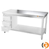 Galleyz Paslanmaz Çelik Çalışma Tezgahı - PREMIUM- 1600x700mm - Sırtsız alt raflı