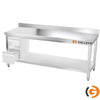 Galleyz Paslanmaz Çelik Çalışma Tezgahı - PREMIUM- 1800x600mm - Sırtlı alt raflı