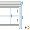 Galleyz Paslanmaz Çelik Çalışma Tezgahı - PREMIUM- 1800x600mm - Sırtlı alt raflı