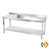 Galleyz Paslanmaz Çelik Çalışma Tezgahı - PREMIUM- 1800x600mm - Sırtlı alt raflı