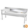 Galleyz Paslanmaz Çelik Çalışma Tezgahı - PREMIUM- 1800x600mm - Sırtlı alt raflı