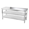 Galleyz Paslanmaz Çelik Çalışma Tezgahı PREMIUM- 1800x700mm - Alt Raflı, Ara Raflı