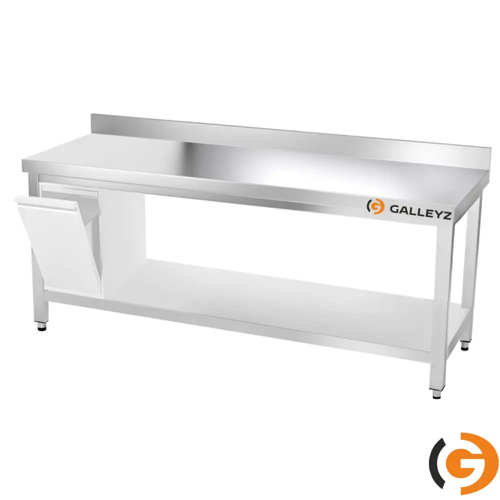 Galleyz Paslanmaz Çelik Çalışma Tezgahı - PREMIUM- 2000x600mm - Sırtlı alt raflı