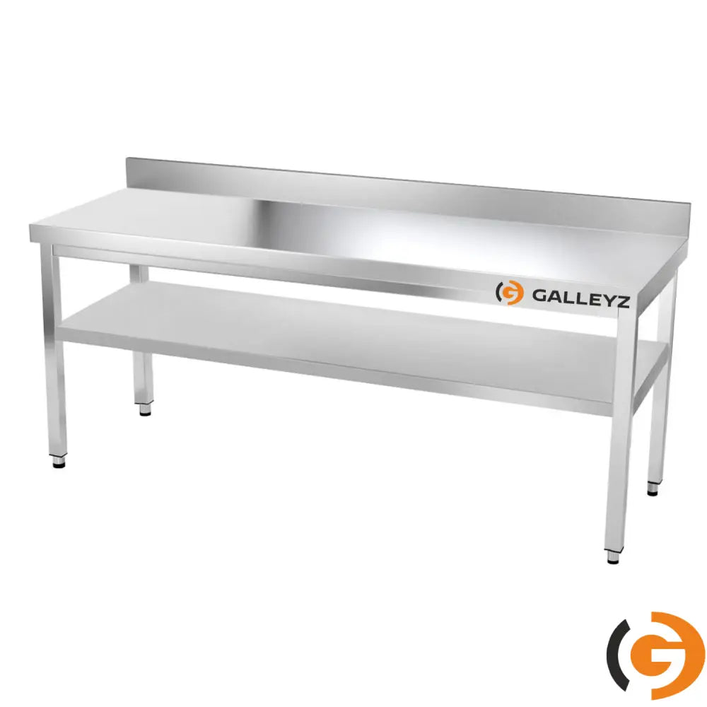 Galleyz Paslanmaz Çelik Çalışma Tezgahı - PREMIUM- 2000x600mm - Sırtlı alt raflı