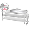 Galleyz Paslanmaz Çelik Çalışma Tezgahı PREMIUM- 2000x700mm - Alt Raflı, Ara Raflı