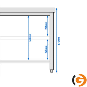 Galleyz Paslanmaz Çelik Çalışma Tezgahı - PREMIUM- 2000x700mm - Sırtsız alt raflı