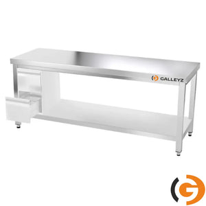 Galleyz Paslanmaz Çelik Çalışma Tezgahı - PREMIUM- 2000x700mm - Sırtsız alt raflı