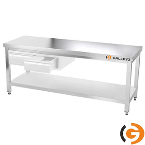 Galleyz Paslanmaz Çelik Çalışma Tezgahı - PREMIUM- 2000x700mm - Sırtsız alt raflı