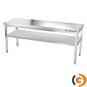 Galleyz Paslanmaz Çelik Çalışma Tezgahı - PREMIUM- 2000x700mm - Sırtsız alt raflı