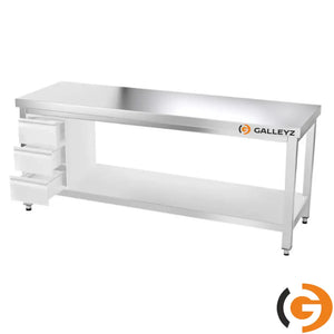 Galleyz Paslanmaz Çelik Çalışma Tezgahı - PREMIUM- 2000x700mm - Sırtsız alt raflı