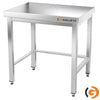 Galleyz Paslanmaz Çelik Çalışma Tezgahı PREMIUM- 600x600mm - Alt Raflı, Destekli