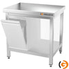 Galleyz Paslanmaz Çelik Çalışma Tezgahı PREMIUM- 600x600mm - Alt Raflı, Destekli
