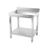 Galleyz Paslanmaz Çelik Çalışma Tezgahı PREMIUM- 600x700mm - Alt Raflı, Sırtlı, Destekli