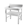 Galleyz Paslanmaz Çelik Çalışma Tezgahı PREMIUM- 600x700mm - Alt Raflı, Sırtlı, Destekli