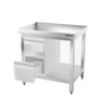 Galleyz Paslanmaz Çelik Çalışma Tezgahı PREMIUM- 600x700mm - Alt Raflı, Destekli