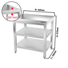 Galleyz Paslanmaz Çelik Çalışma Tezgahı PREMIUM- 600x700mm - Alt Raflı, Ara Raflı