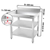 Galleyz Paslanmaz Çelik Çalışma Tezgahı PREMIUM - 600x700mm - Alt ve Ara Raflı, Sırtlı