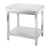 Galleyz Paslanmaz Çelik Çalışma Tezgahı PREMIUM - 600x700mm - Kesme plakası dahil, sırtsız alt raflı
