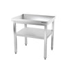 Galleyz Paslanmaz Çelik Çalışma Tezgahı PREMIUM - 600x700mm - Sırtsız Alt Raflı