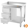 Galleyz Paslanmaz Çelik Çalışma Tezgahı PREMIUM- 700x600mm - Alt Raflı,Destekli