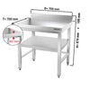 Galleyz Paslanmaz Çelik Çalışma Tezgahı PREMIUM- 700x700mm - Alt Raflı, Sırtlı, Destekli