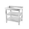Galleyz Paslanmaz Çelik Çalışma Tezgahı PREMIUM- 700x700mm - Alt Raflı, Ara Raflı